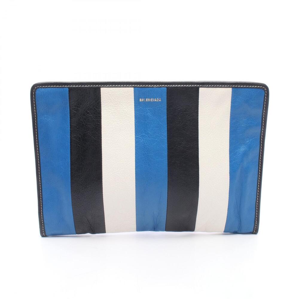 Balenciaga BAZAR Shoulder Bag Leather Blue White Black